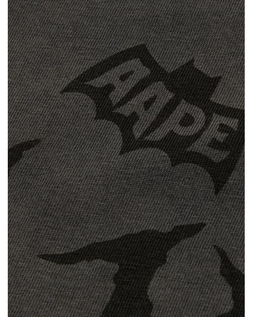 Aape By A Bathing Ape Black Logo-Print Cotton T-Shirt for men