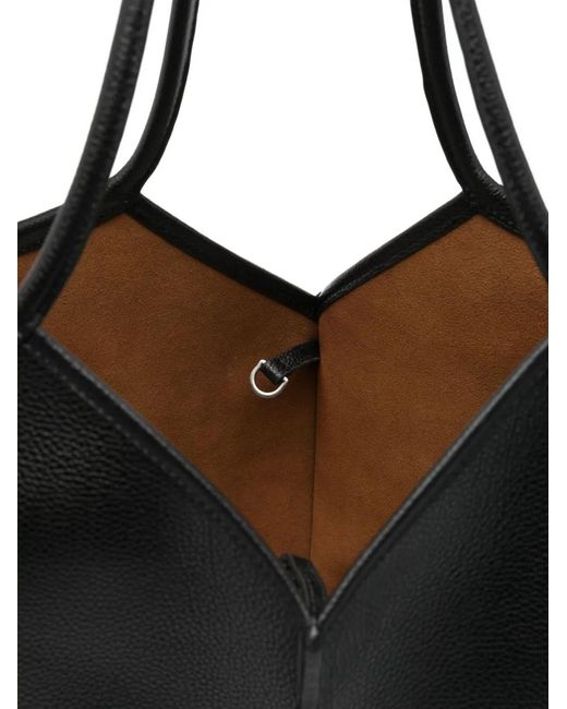Hereu Black Calella V-Neck Calfskin Tote Bag