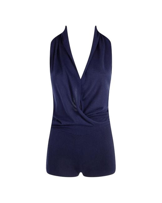Paloma Wool Blue Soma Halterneck Draped Jumpsuit