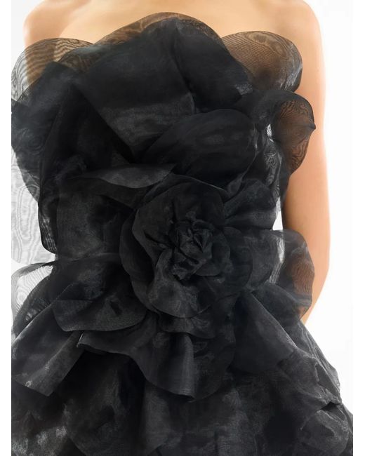 Gemy Maalouf Blue Strapless Ruffled Mini Dress