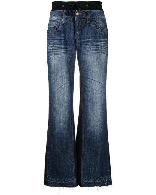 GUDU Blue 07 Layered-Effect Denim Trousers