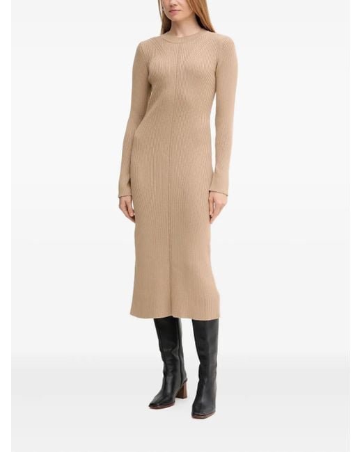 Barbour Natural Ribbed Split Midi Dress