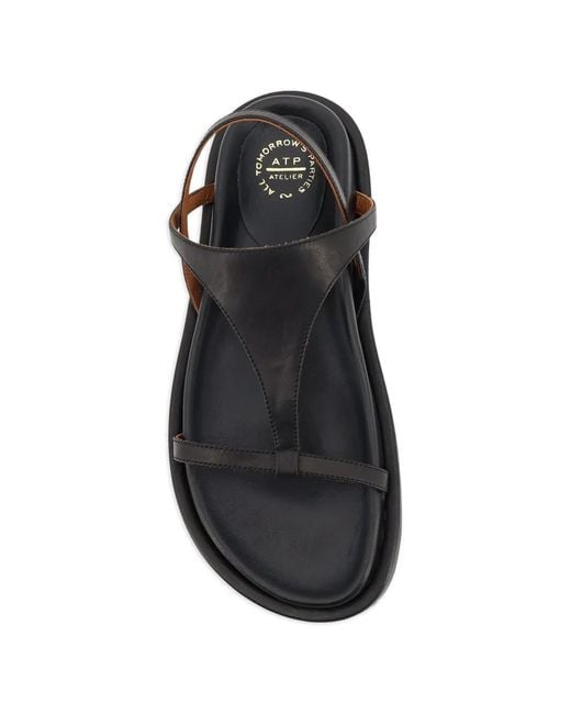 Atp Atelier Black Ultimo T-Strap Sandals