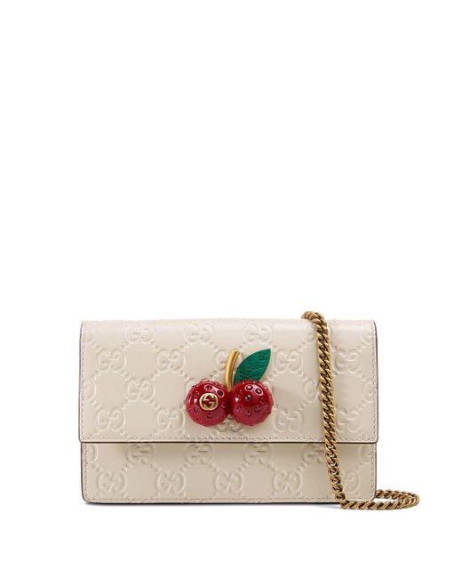Gucci White Signature Mini Bag With Cherries