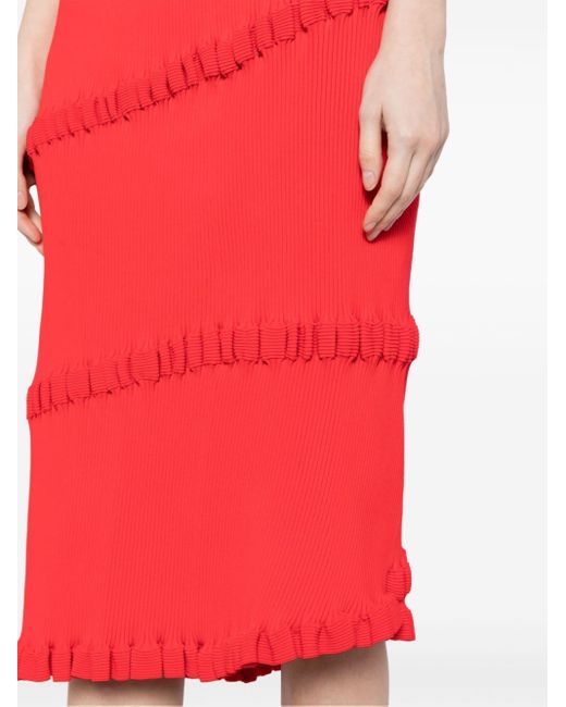 JNBY Red Asymmetric Midi Skirt