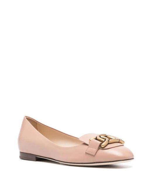 Tod's Pink Ballerinas With Chain