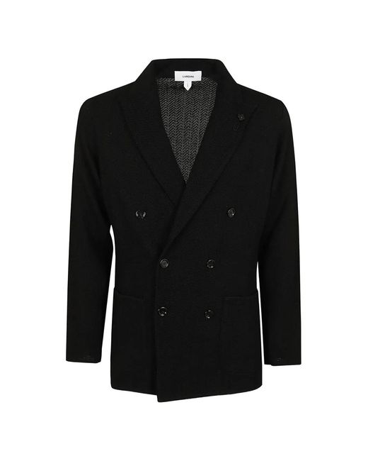 Lardini Black Double-Breasted Blazer for men