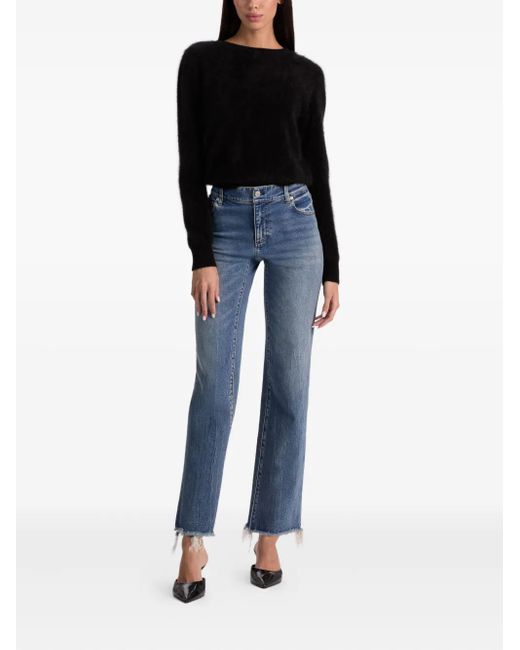 Alice + Olivia Black Crew-Neck Fluffy Sweater