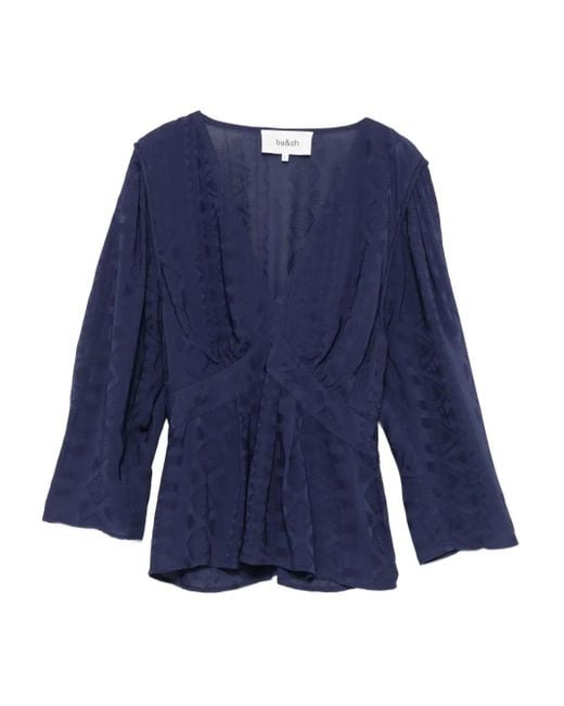 Ba&sh Blue V-Neck Top