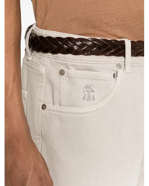 Brunello Cucinelli White Zip-Up Jeans for men
