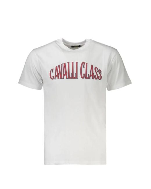 Roberto Cavalli White T-Shirt À Logo Imprimé for men