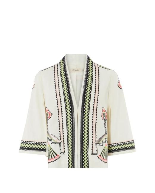 Temperley London Natural Veste En Lin Avalon À Broderies