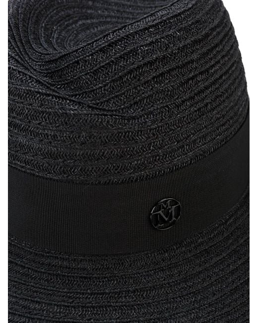 Maison Michel Black Virginie Straw Fedora Hat