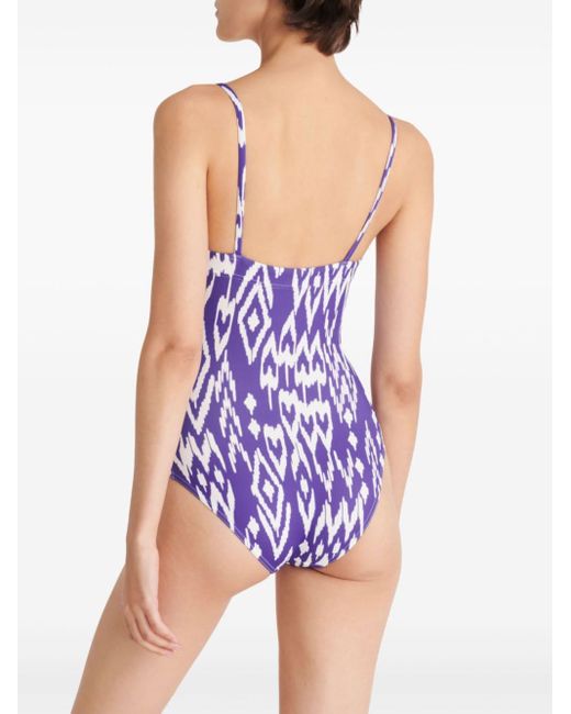 Eres Purple Cloud Geometric-print Swimsuit