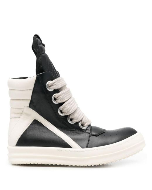 Rick Owens Leather Geobasket High-top Sneakers in Black | Lyst