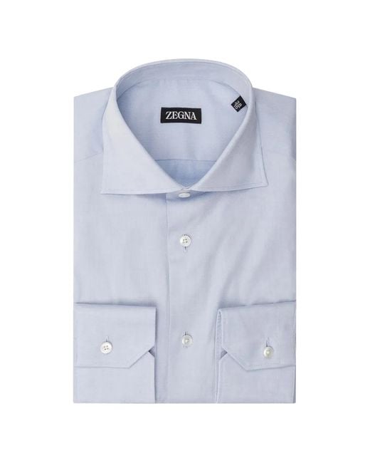 Zegna Blue Chemise À Boutonnière Sur Le Devant for men