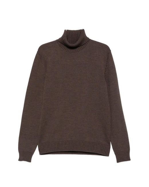 Zanone Brown Roll-Neck Ribbed-Trim Sweater for men