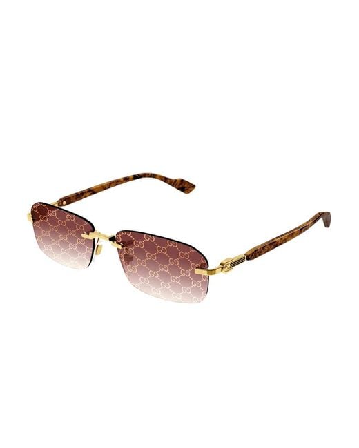 Gucci Brown Rectangle-Frame Sunglasses