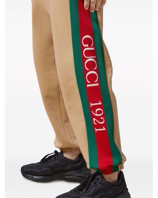 Gucci Natural Logo-embroidered Cotton Track Pants for men