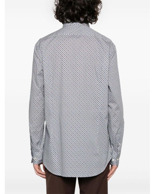 Etro Katoenen Overhemd Met Print in het Gray voor heren