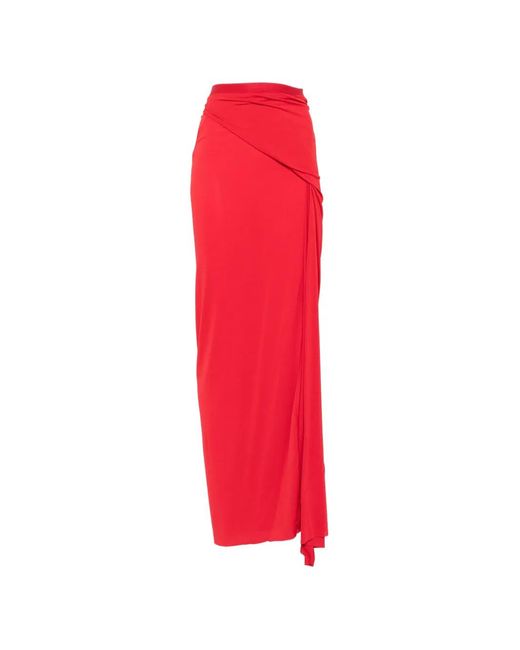 Rick Owens Red Draped-Detail Maxi Skirt