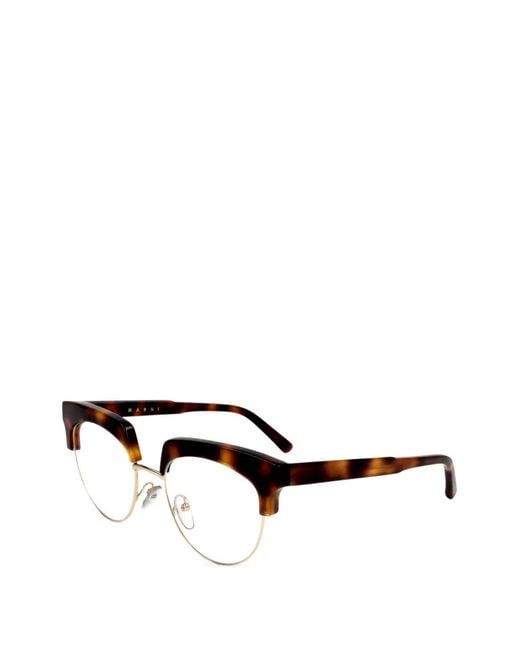 Marni White Tortoiseshell-Effect Browline Glasses