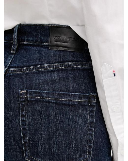 DKNY Blue Logo-Patch Straight-Leg Jeans