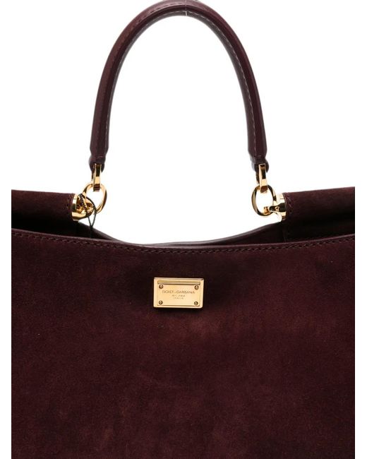 Dolce & Gabbana Purple Sicily Logo-Plaque Tote Bag