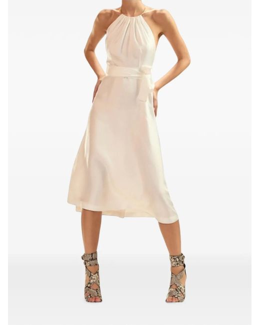 Cynthia Rowley Natural Talita Halterneck Wrap Midi Dress