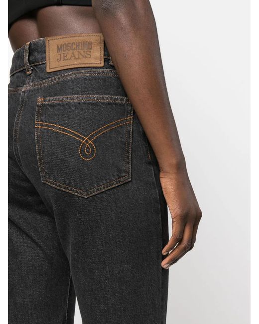 Moschino Black Mid-Rise Wide-Leg Jeans