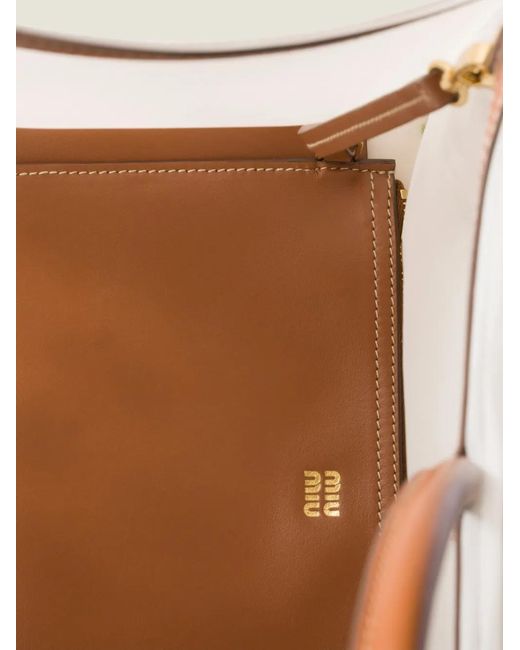 Miu Miu Natural Embroidered Mesh Shopping Bag