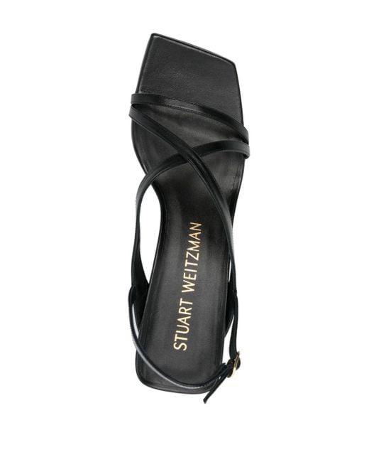 Stuart Weitzman Black Oasis 50mm Leather Sandals