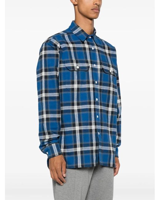 Givenchy Blue Checked Cotton Shirt for men