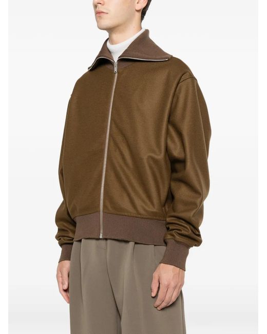Jil Sander Brown Zip-Up Ribbed Bomber Jacket for men