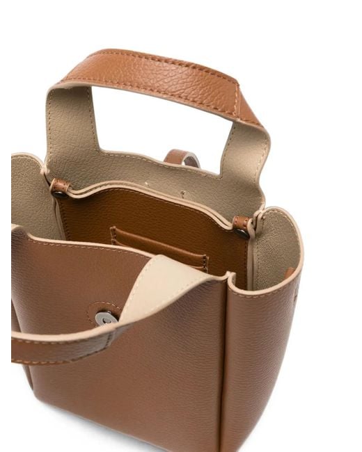 Hogan Brown Logo-Plaque Pebbled-Leather Tote Bag
