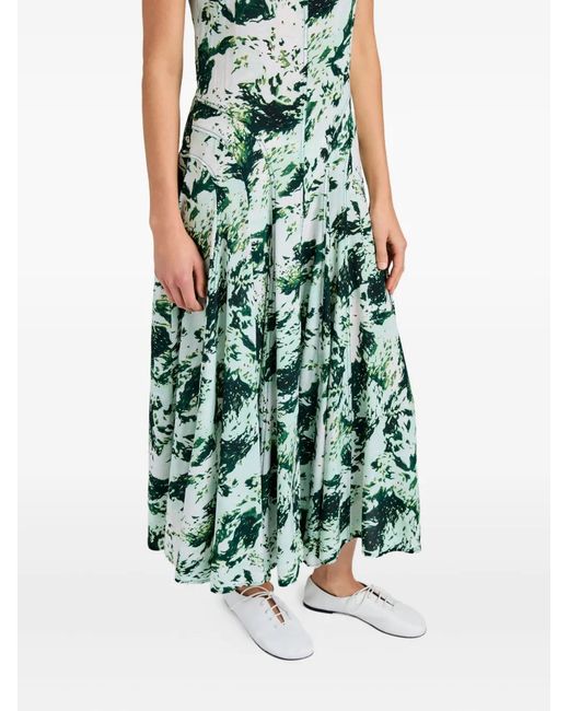 Proenza Schouler Green Adelide Printed Midi Dress