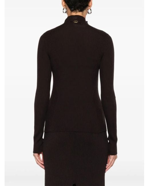 Twinset Ribgebreide Trui in het Black
