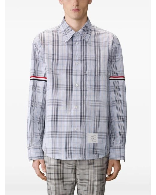 Thom Browne Blue Plaid-Patterned Shirt for men