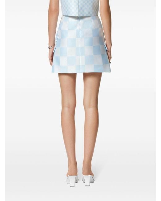 Versace Blue Check-pattern Mini Skirt