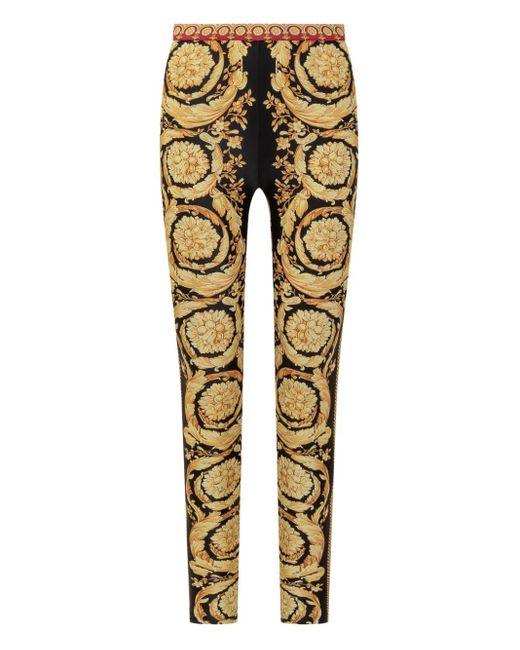 Leggings Barocco Con Stampa di Versace in Black