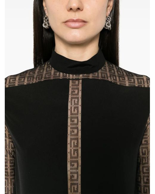 Givenchy Black 4G-Pattern Silk Blouse