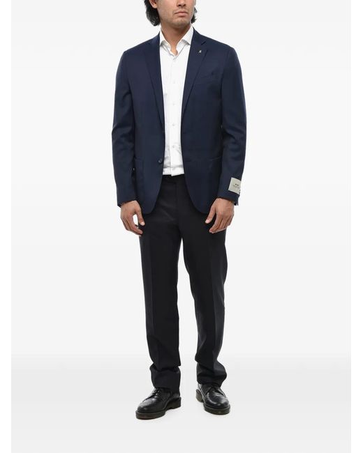 Corneliani Blue Single-Breasted Patch-Pocket Blazer for men