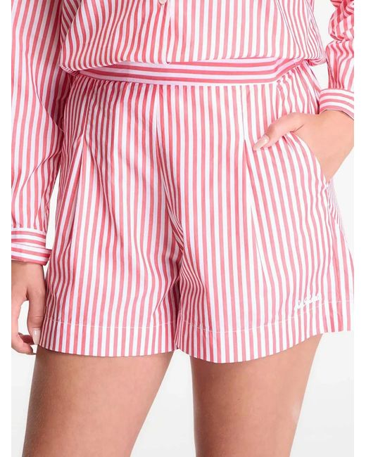 Mc2 Saint Barth Pink Striped Pleated Shorts