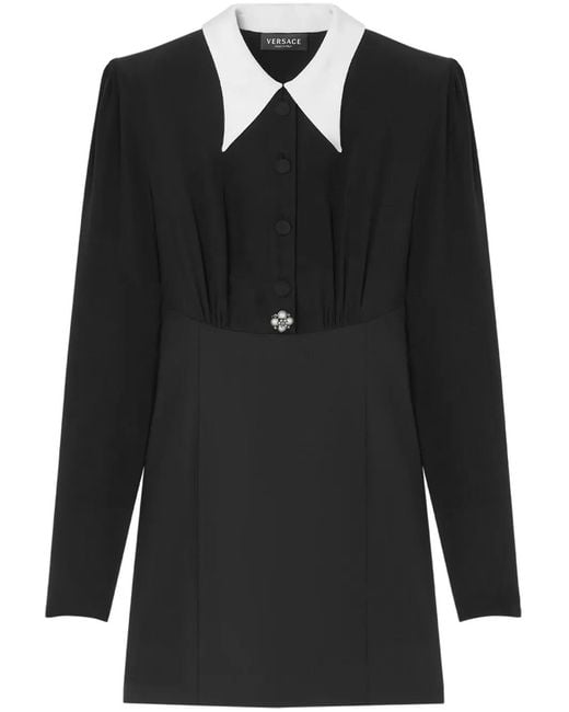Versace Black Mini Dress With Collar