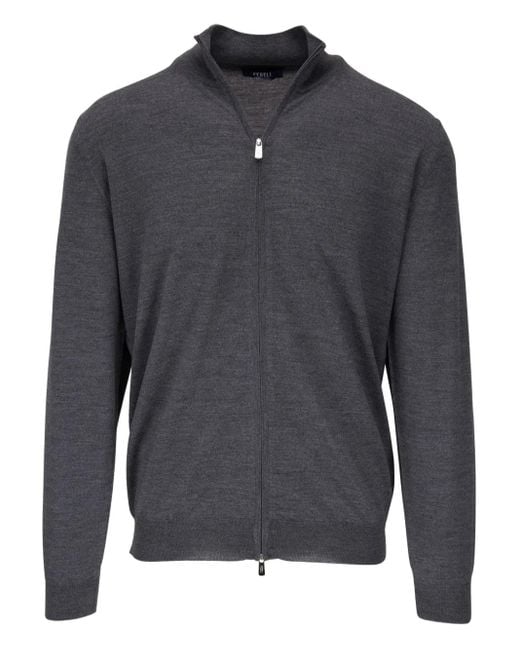 メンズ Fedeli ジップネック カーディガン Gray