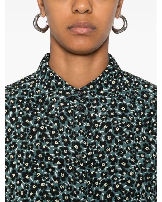 Marc O' Polo Green Floral-Print Button-Down Shirt