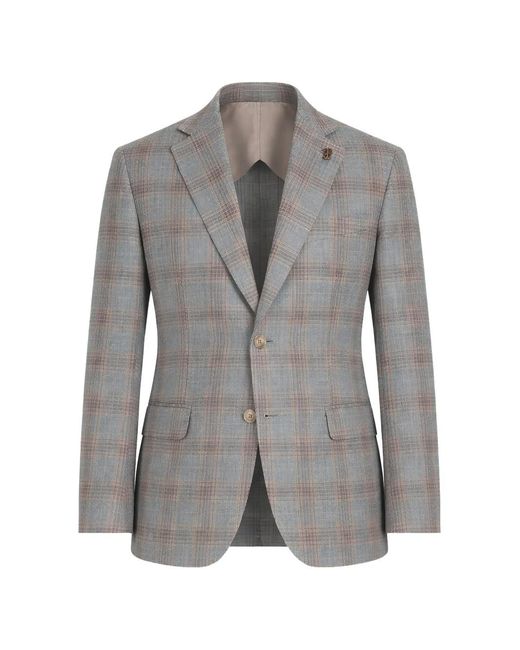 Pal Zileri Gray Blazer À Carreaux for men