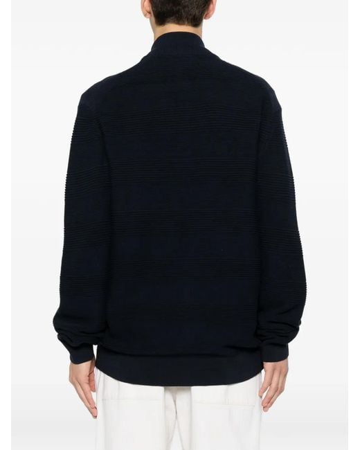 Gant Blue Textured Zip-Up Sweater for men