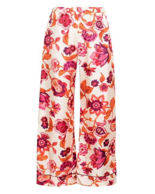LaDoubleJ Red Floral-print Pajama Trousers