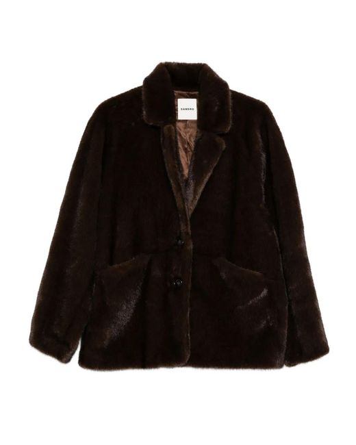 Sandro Black Buttoned Coat